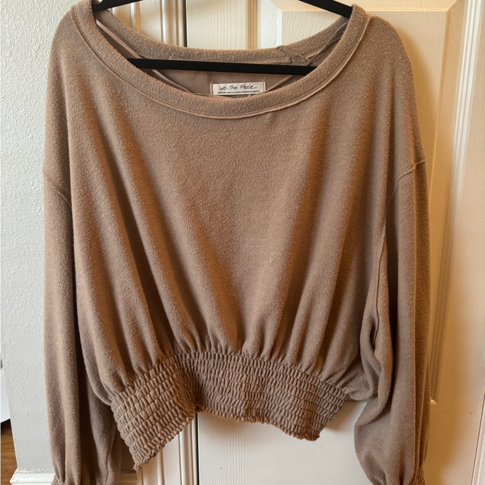 Tan Long Sleeve Cropped Sweater